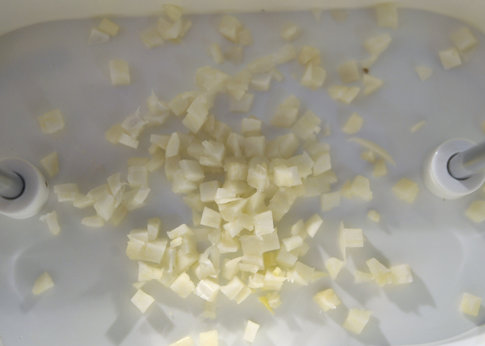 Chopping garlic
