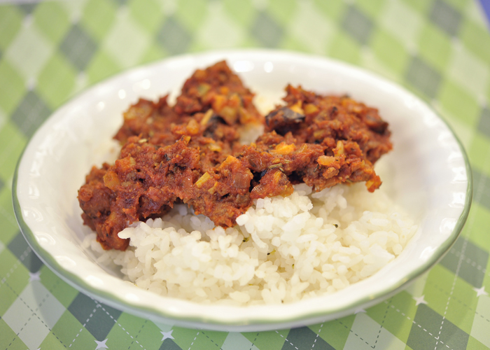 Organic Rice with Organic Red Lamb Dish