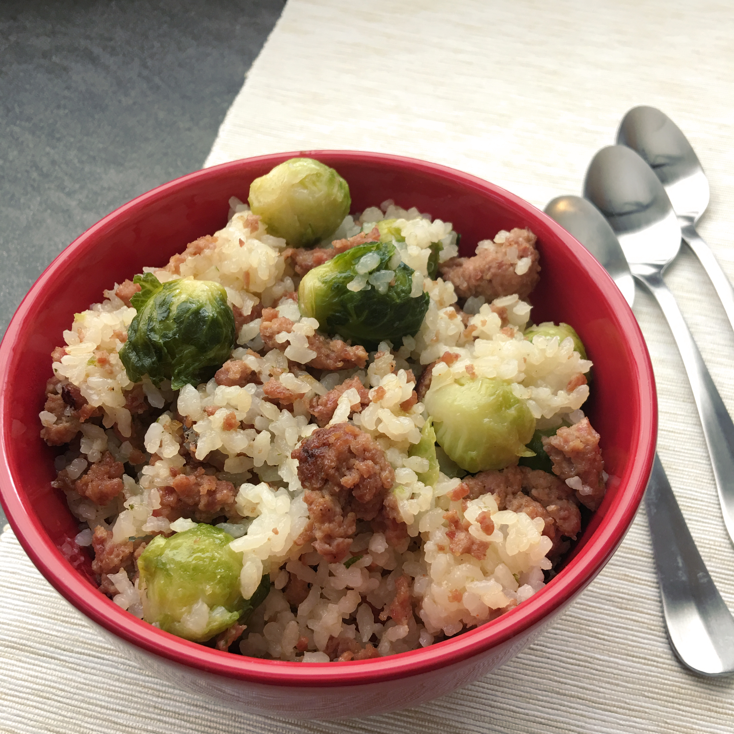 Meat Lover's Brussels & Rice by The Allergy Chef